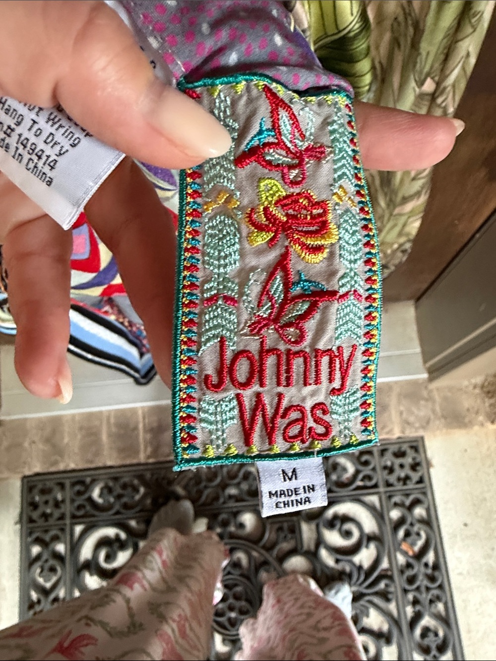 Johnny Was Peach Bomber Jacket with Green Leaf & Multicolor Parrots/Reversable - Picture 2 of 6